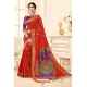 Glamorous Orange Designer Banarasi Silk Saree