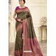 Splendid Black and Pink Designer Banarasi Art Silk Saree