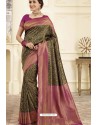 Splendid Black and Pink Designer Banarasi Art Silk Saree