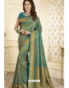 Decent Dark Green and Gold Traditional Banarasi Art Silk Saree