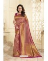 Elegant Pink and Gold Traditional Banarasi Art Silk Saree