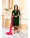 Marvelous Dark Green Real Georgette Straight Salwar Suit