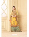 Exceptional Yellow Faux Georgette Heavy Embroidred Plazzo Suit