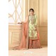 Magnificent Sea Green Faux Georgette Heavy Embroidred Plazzo Suit