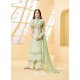 Markable Sea Green Jam Silk Cotton Heavy Embroidred Plazzo Suit