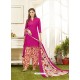 Pink Cotton Satin Printed Patiala Suits