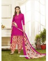 Pink Cotton Satin Printed Patiala Suits