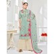 Sea Green And Cream Heavy Embroidred Designer Plazzo Suits