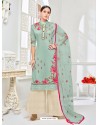 Sea Green And Cream Heavy Embroidred Designer Plazzo Suits