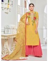 Yellow Heavy Embroidred Designer Plazzo Suits