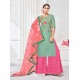 Green And Pink Heavy Embroidred Designer Plazzo Suits