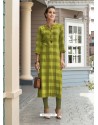 Green Printed Rayon Trendy Readymade Kurti