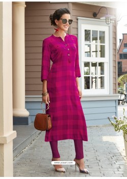 Pink Printed Rayon Trendy Readymade Kurti