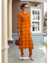 Orange Printed Rayon Trendy Readymade Kurti