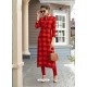 Red Printed Rayon Trendy Readymade Kurti