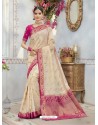 Exclusive Beige And Pink Banarasi Silk Saree
