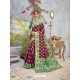 Stunning Deep Scarlet And Green Banarasi Silk Saree