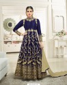 Navy Blue Silk Heavy Embroidered Designer Anarkali Suit