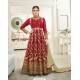 Red Silk Heavy Embroidered Designer Anarkali Suit