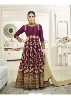Purple Silk Heavy Embroidered Designer Anarkali Suit