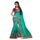 Teal Two Ton Silk Designer Hand Work Saree