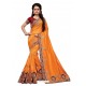 Orange Two Ton Silk Designer Embroidred Saree