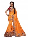 Orange Two Ton Silk Designer Embroidred Saree