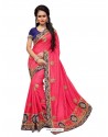 Dark Peach Two Ton Silk Designer Hand Work Saree