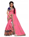 Light Pink Two Ton Silk Designer Embroidred Saree