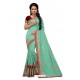 Sea Green Two Ton Silk Designer Embroidred Saree