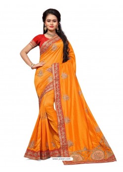 Orange Silk Designer Hand Work Saree