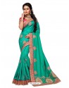 Jade Green Two Ton Silk Designer Embroidred Saree