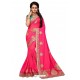 Fuchsia Two Ton Silk Designer Embroidred Saree