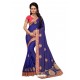 Navy Blue Two Ton Silk Designer Hand Work Saree