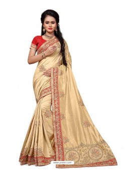 Golden Two Ton Silk Designer Hand Work Saree