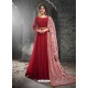 Red Georgette Embroidered Anarkali Suit