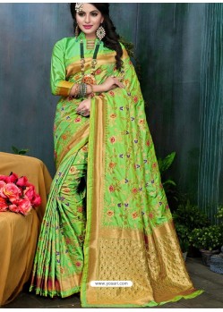 Green Traditional Banarasi Silk Designer Saree
