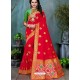 Red Traditional Banarasi Silk Designer Saree