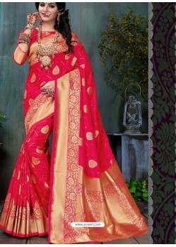 Fuchsia Traditional Banarasi Silk Designer Saree