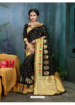 Black Traditional Banarasi Silk Designer Saree