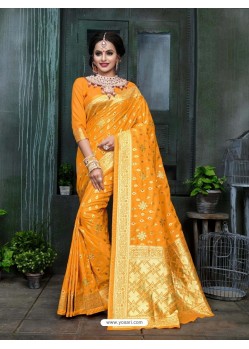 Yellow Traditional Banarasi Silk Designer Saree