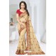 Cream Fancy Soft Silk Designer Saree