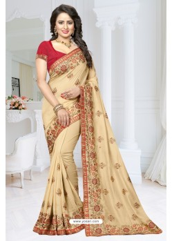 Cream Fancy Soft Silk Designer Saree