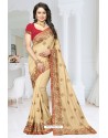 Cream Fancy Soft Silk Designer Saree