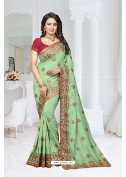 Sea Green Fancy Soft Silk Designer Saree