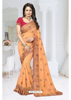 Orange Fancy Soft Silk Designer Saree