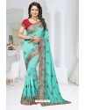 Sky Blue Fancy Soft Silk Designer Saree