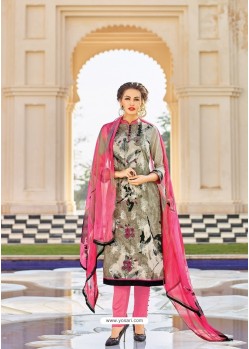 Enhanting Multi Colour And Pink Cotton Printed Straight Salwar Suit