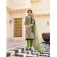 Attractive Taupe And Green Cotton Printed Straight Salwar Suit