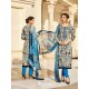 Mind Blowing Multi Colour And Blue Cotton Printed Straight Salwar Suit